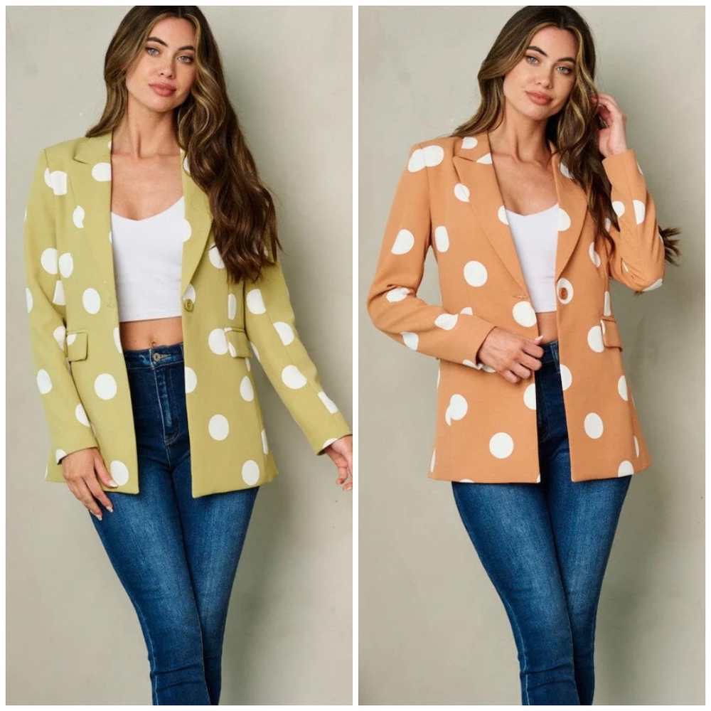 OVI Light Olive Polka Dot Blazer - Picture 5 of 6
